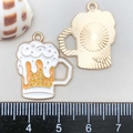 Pendentif chope de bière en alliage coloré avec mousse blanche et règle de mesure - Chope de Bière en Émail Jaune