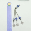 Pendente etnico in argento con perle marmorizzate e nodo celtico, lunghezza di 10 cm - Stile Nappa Con Perline Blu