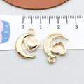 Close-up of gold moon and heart charm with scale ruler showing 1.8cm height for DIY jewelry - KC Gold Heart Moon (17681)