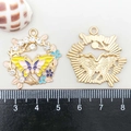 Colorful enamel butterfly pendant with rhinestones for DIY jewelry making, 3.5cm size - Yellow Enamel Rhinestone Butterfly Wreath (19611)