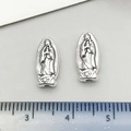Guadalupe Virgin Mary cross beads in antique silver alloy for DIY jewelry, 12mm size - Our Lady of Guadalupe Through-Hole Bead (14720)