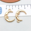 KC gold crescent moon charm with embossed face detail for DIY jewelry making - KC Gold Moon (18243)