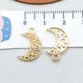 DIY gold moon pendant with hollow pattern and size measurement showing 1.5cm length - KC Gold Patterned Moon (18244)