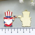 Macro detail of enamel patriotic gnome pendant with stars and stripes and size scale - Red Independence Day Gnome