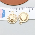 Gold plated alloy sun charm pendant with hollow sunburst pattern for DIY jewelry making - KC Gold Sun (18247)