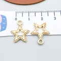 Golden alloy star charms with hollow design and beaded texture edges for DIY jewelry - KC Gold Hollow Star (18248)