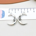Silver crescent moon face pendants with relief details for DIY jewelry making - Antique Silver Moon (7698)