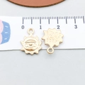 Gold smiling sun alloy charm pendant with 'Made With A Smile' engraving, 1.5cm size - KC Gold Sun (18265)