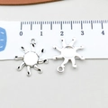 Antique silver sun charm for DIY jewelry making with radial flame pattern and top loop - Antique Silver Sun (7699)
