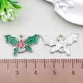 Green holly leaf DIY alloy pendant with red berries for custom holiday jewelry - Holly Leaf (21861) / 1 Piece (13x20mm) / Green