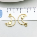 Ciondolo vintage luna e stella in lega dorata accessorio gioielli diy con scala - Luna Cava (20827)