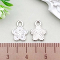 Silver and white enamel cherry blossom flower charms with measurement ruler detail - Cherry Blossom (21896) / 1 Piece/Pack (9x12mm) / White