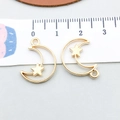 Golden alloy celestial sun and moon charm for DIY jewelry making and necklace crafts - KC Gold Hollow Moon (20873)