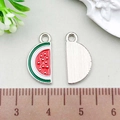 Watermelon slice alloy charms for DIY jewelry making in green and red enamel finish - Watermelon (21906) / 1 Piece (8x17mm) / Red