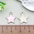 Pink enamel star charms with metallic finish for DIY jewelry and necklace making - Star (21908) / 1 Piece (12x14mm) / Pink