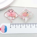 Pink manta ray resin charms with internal glitter and cartoon smile for DIY jewelry - Pink Resin Stingray (18961)