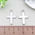 Silver alloy cross pendant with white enamel inlay and polished metal finish charm - Cross (21910) / 1 Piece (11x16mm) / White