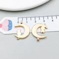 Detail of 22mm gold-plated crescent moon and cat alloy charms for DIY jewelry - Moon Cat Style (18249)