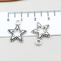 Vintage silver hollow star charms for DIY jewelry making with metric ruler for size reference - Antique Silver Small Star (8767)