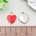 Colorful heart-shaped alloy pendant with red enamel finish and golden metal trim - Heart (21912) / 1 Piece (12x10mm) / Red