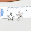 Vintage silver star alloy pendant charm with metallic texture for DIY jewelry making - Antique Silver Small Star (9842)