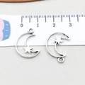 Silver alloy hollow star and moon charms with fixed loop for jewelry making - Antique Silver Moon Frame (10801)