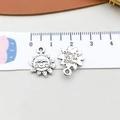 Antique silver sun face alloy charm for DIY jewelry making with smile engraving - Antique Silver Sun (10935)