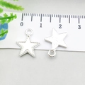 Silver star pendant with white enamel inlay for DIY bracelets and necklaces, 1.5cm width - Bright Silver Pentagram (20837)