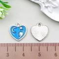 Blue enamel heart charm with moon and stars patterns for DIY jewelry making - Heart Planet (21933) / 1 Piece (11x12mm) / Blue