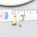 Polished gold KC alloy cat charms for DIY jewelry making with size reference - Slender Cat Style (20624)
