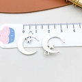 Silver star and moon alloy pendant for DIY jewelry making, measuring 30mm height - Antique Silver Moon Star (19256)