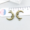 Antique bronze sun moon star charms for jewelry making with face carvings and ring - Antique Bronze Moon (9070)