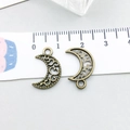 Antique bronze crescent moon alloy charm with hollow patterns for DIY jewelry making - Antique Bronze Hollow Moon (9071)