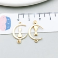 Gold cat on moon alloy pendant charm with dual loops for DIY jewelry, 20mm size - Sitting Cat On Crescent Moon Style (20630)