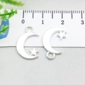 Silver alloy moon and star charms for DIY jewelry making, 1.7cm height pendants - Bright Silver Moon Star (20839)