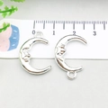 Polished silver moon face alloy charm pendant for DIY necklace and bracelet jewelry - Bright Silver Moon (20840)