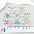 Set de 8 colgantes de rana en resina transparente con purpurina y piedras, de 2,5 cm - Cangrejo de Lentejuelas (19715)