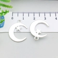 Silver crescent moon and star alloy charms for DIY jewelry making pendants 25mm - Bright Silver Star Moon (20842)