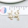 Pair of KC gold cat pendants with hanging loops and 2.3cm length for DIY jewelry making - Lovely Cat Style (20634)