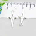 Silver alloy four-pointed star pendant charms with 2.5cm scale reference measurement - Bright Silver Four-Pointed Star (20843)