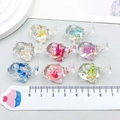 Mini colgantes de ballena de resina con flores secas de colores y pan de oro para DIY - Delfín de Lentejuelas (19717)