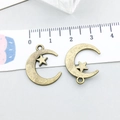 Antique bronze alloy moon and star pendant, 20mm charm for DIY jewelry making - Antique Bronze Moon Star (20859)