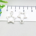 Silver hollow star alloy charm pendant for DIY jewelry making with 1.5cm diameter size - Bright Silver Hollow Pentagram (20848)