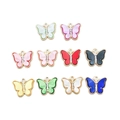 Set di 10 ciondoli a farfalla colorati con cornice in metallo dorato e strass di cristallo - Serie Farfalle in Acrilico Smaltato Colori Misti (SN1209)