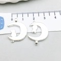 Silver cat and moon DIY charms with ruler showing 2.5cm size for jewelry making - Bright Silver Moon Cat (20637)