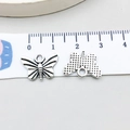 Pendentif papillon en alliage d'argent antique avec règle pour mesure de taille - Papillon Argent Antique (7125) / 12*15mm