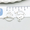 Silver sloth charm for DIY jewelry showing front and back views with 20mm scale - Bright Silver Branch Ring Cat (20638)