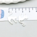 Polished silver alloy cat pendants for DIY jewelry making with measurement scale - Bright Silver Cat (20639)