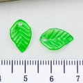 Macro shot of green transparent acrylic leaf charms with 3D texture and pre-drilled holes - Green Acrylic Leaf (22157)
