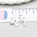 Silver cat shaped alloy pendant for DIY jewelry making with hanging loop detail - Bright Silver Cat (20645)